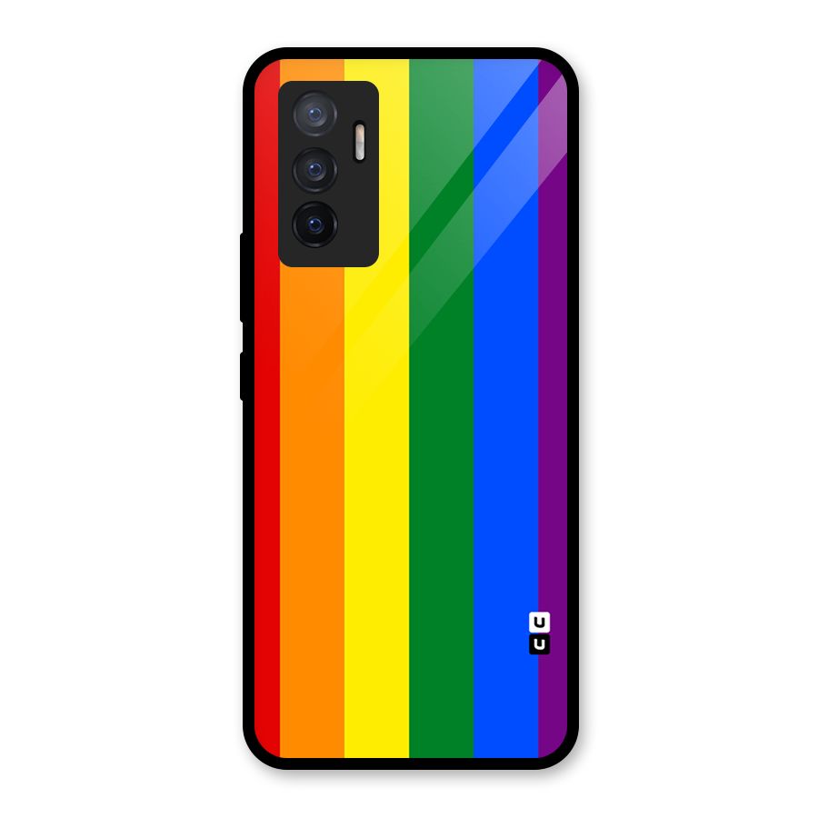 Pride Rainbow Stripes Glass Back Case for Vivo V23e