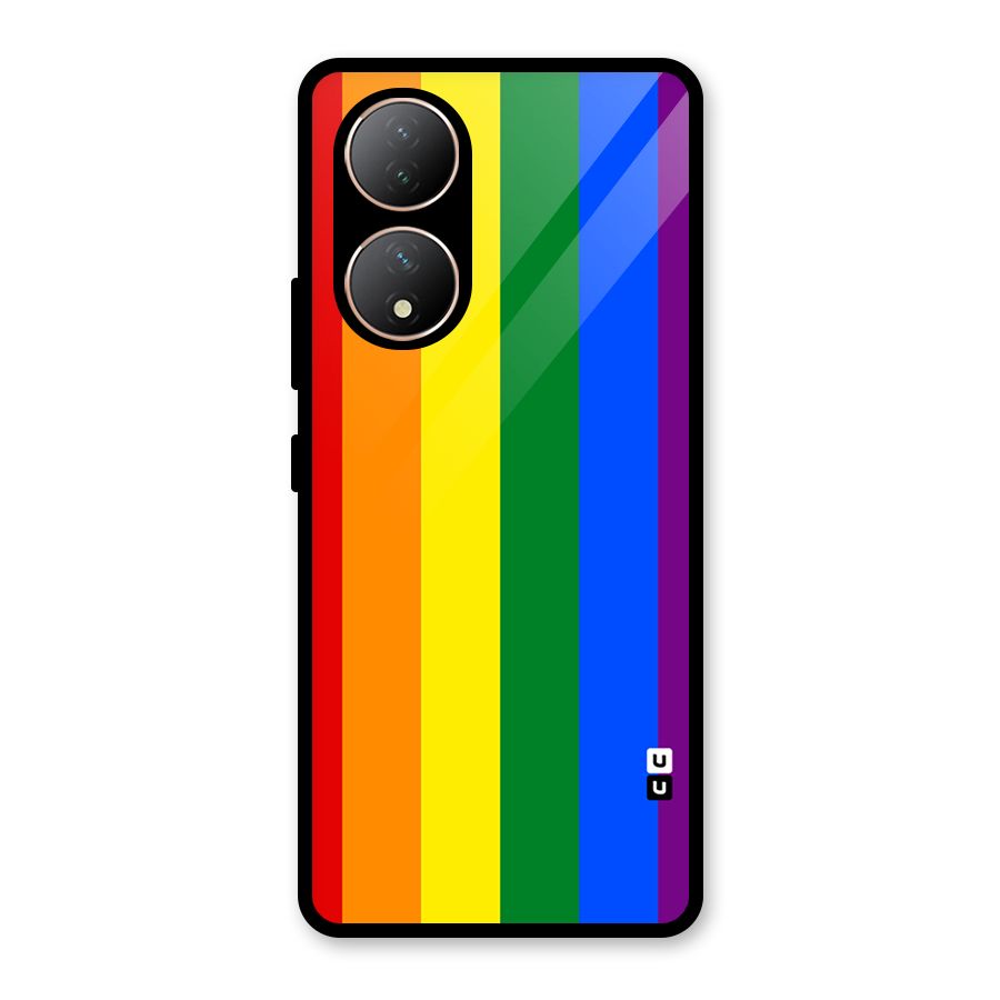Pride Rainbow Stripes Glass Back Case for Vivo Y100A
