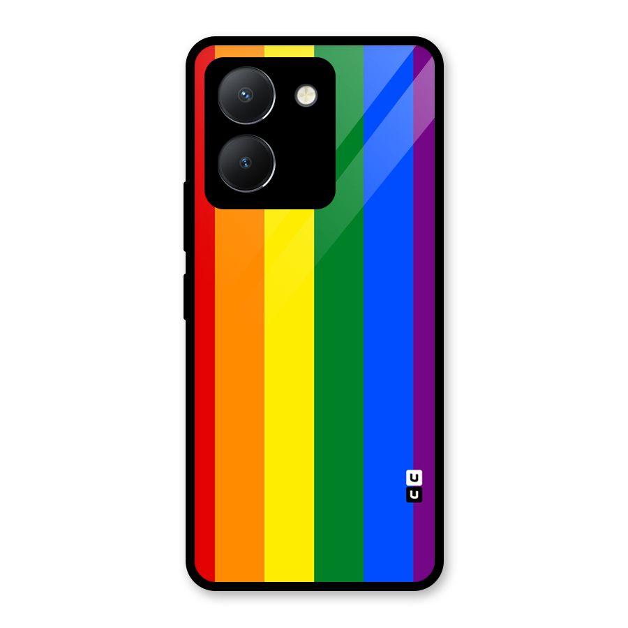 Pride Rainbow Stripes Glass Back Case for Vivo Y36