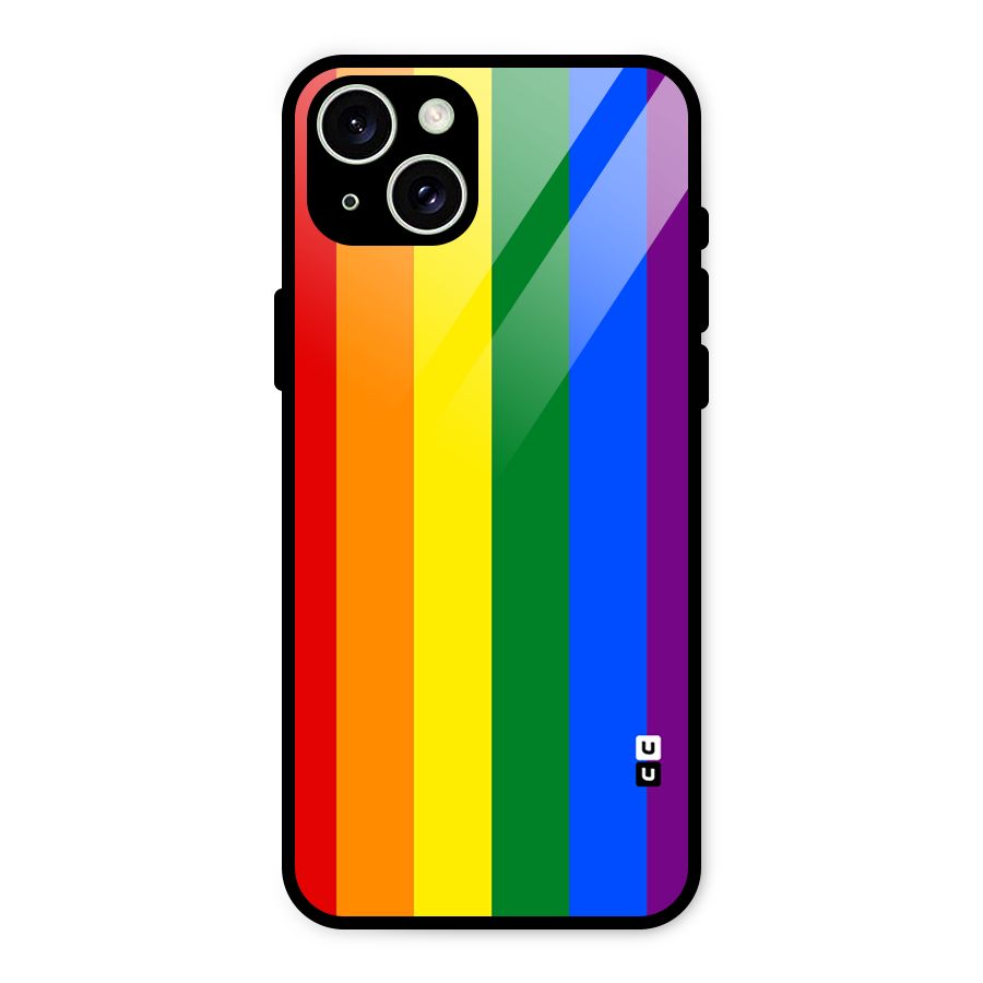 Pride Rainbow Stripes Glass Back Case for iPhone 15 Plus