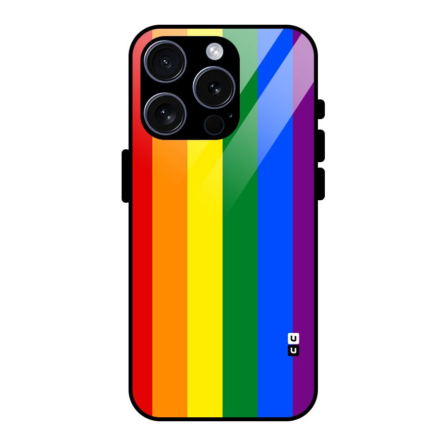 Pride Rainbow Stripes Glass Back Case for iPhone 15 Pro