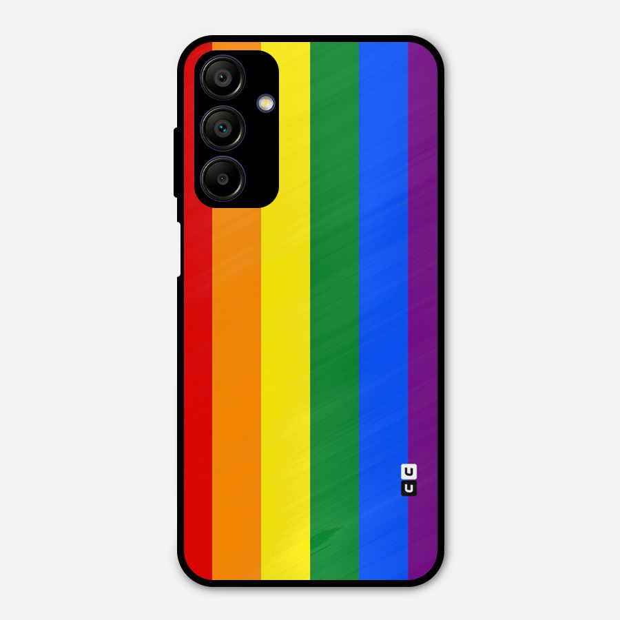 Pride Rainbow Stripes Metal Back Case for Galaxy A15 5G