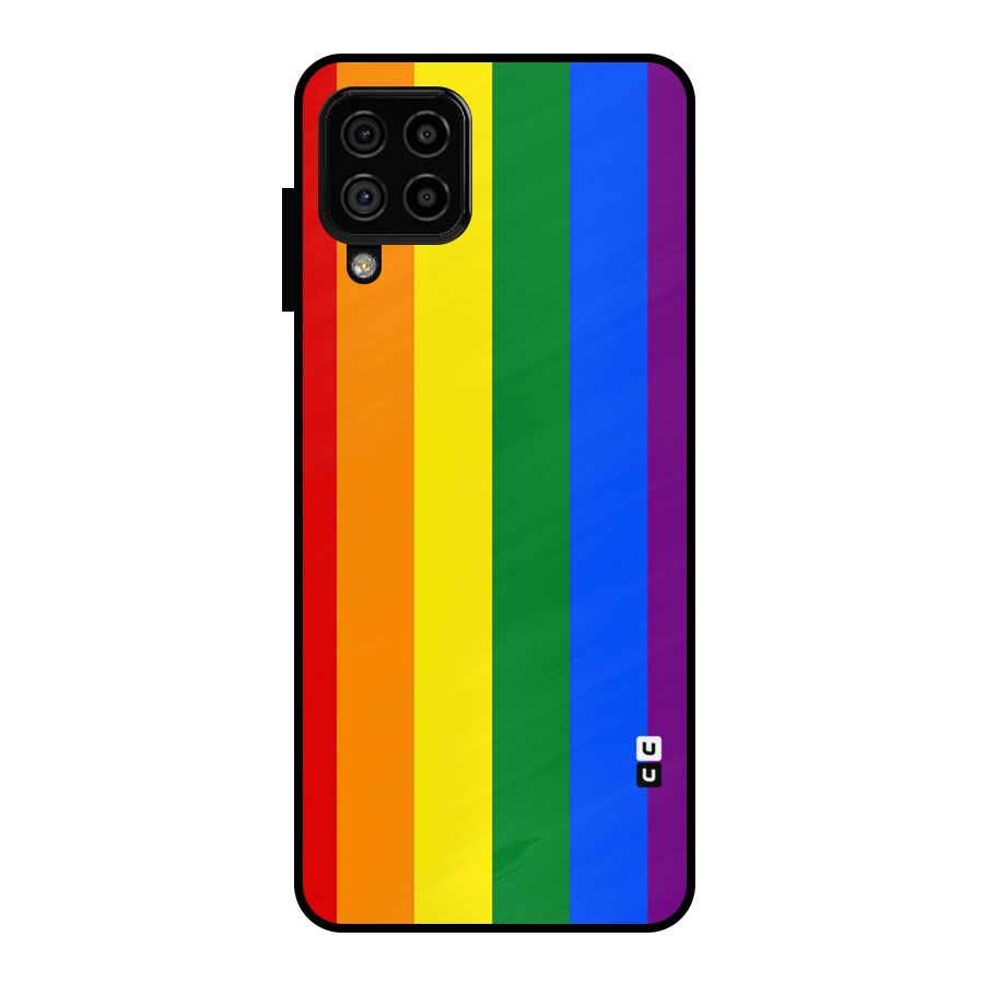Pride Rainbow Stripes Metal Back Case for Galaxy A22 4G