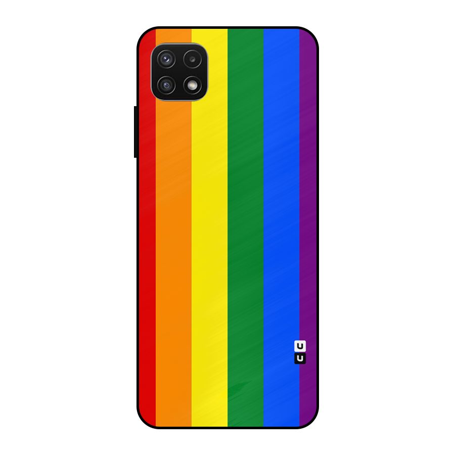 Pride Rainbow Stripes Metal Back Case for Galaxy A22 5G