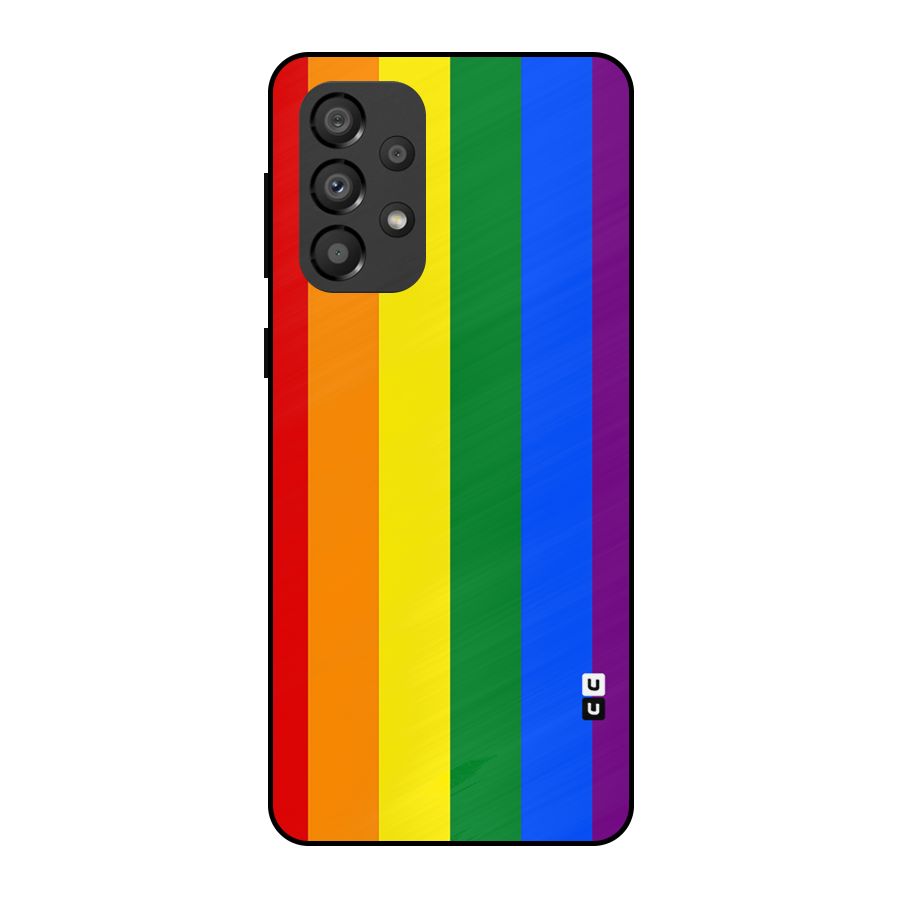 Pride Rainbow Stripes Metal Back Case for Galaxy A33 5G