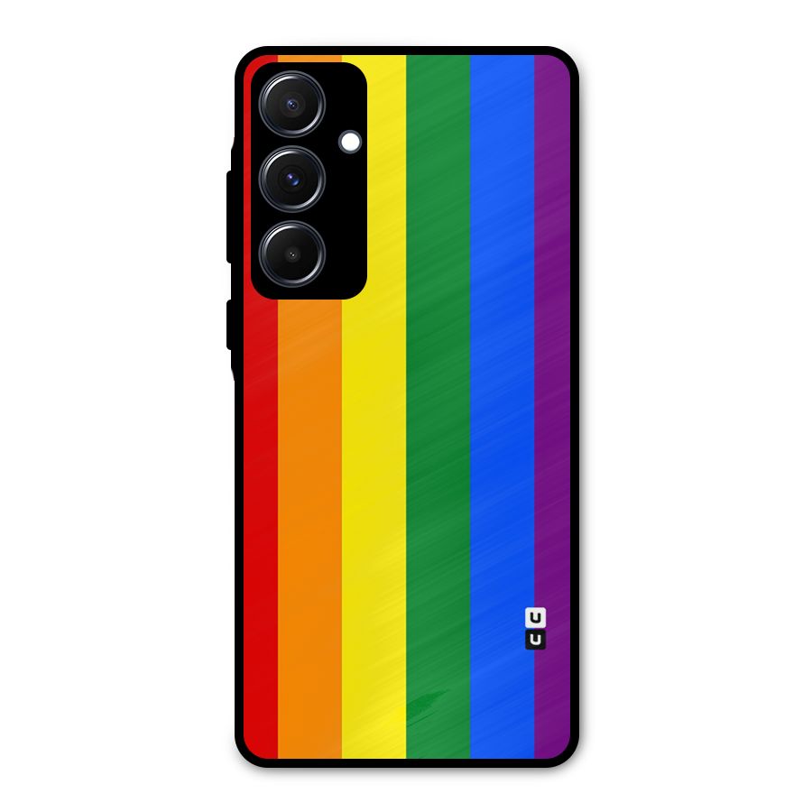 Pride Rainbow Stripes Metal Back Case for Galaxy A55