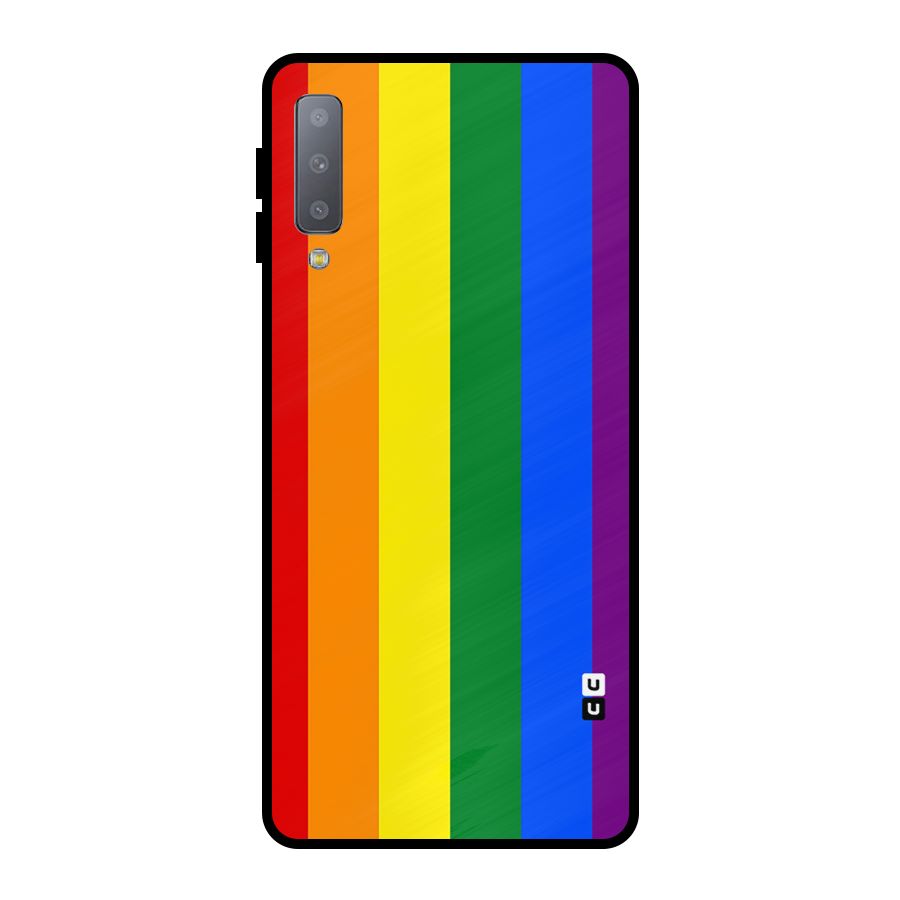 Pride Rainbow Stripes Metal Back Case for Galaxy A7 (2018)