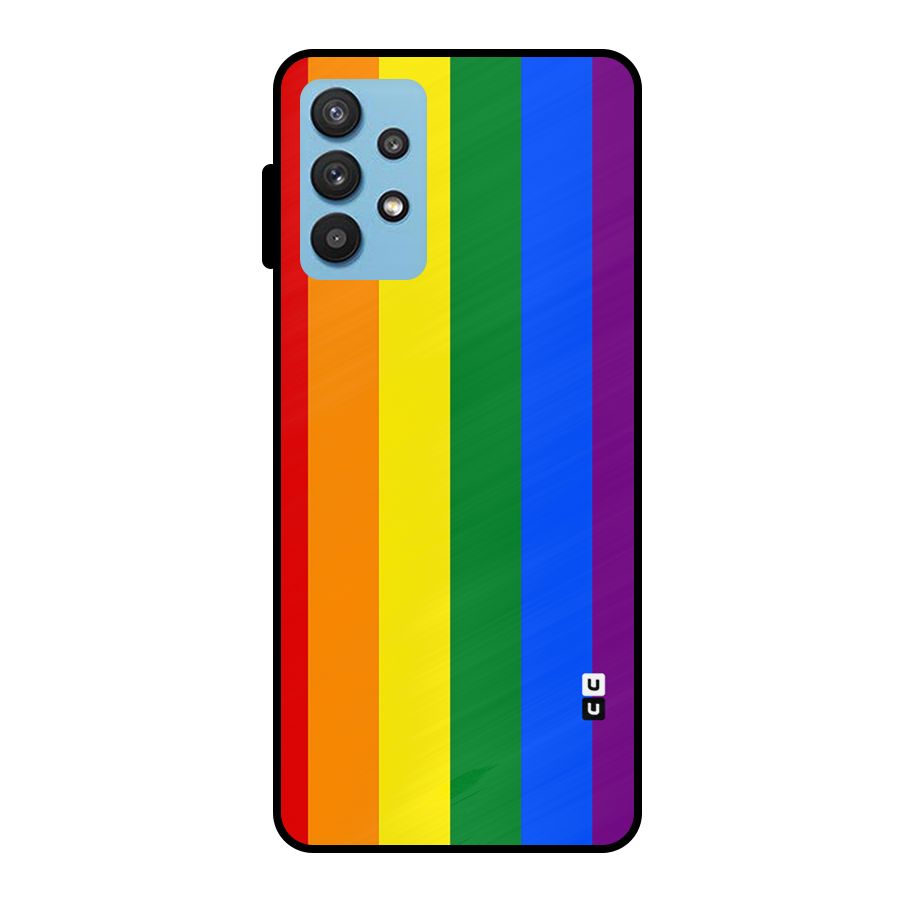 Pride Rainbow Stripes Metal Back Case for Galaxy M32 5G