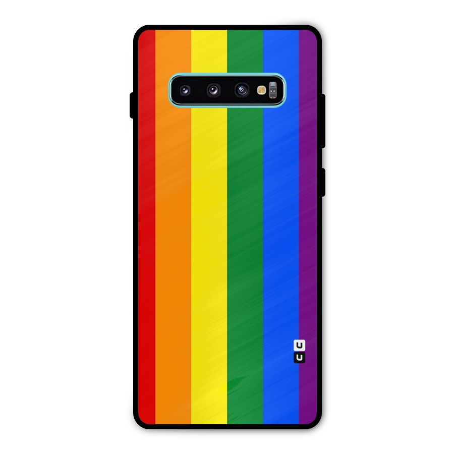 Pride Rainbow Stripes Metal Back Case for Galaxy S10 Plus