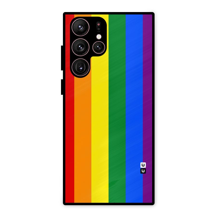 Pride Rainbow Stripes Metal Back Case for Galaxy S22 Ultra 5G