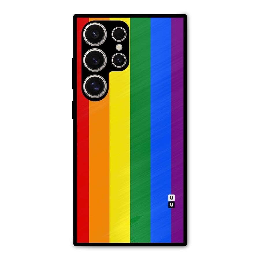 Pride Rainbow Stripes Metal Back Case for Galaxy S24 Ultra
