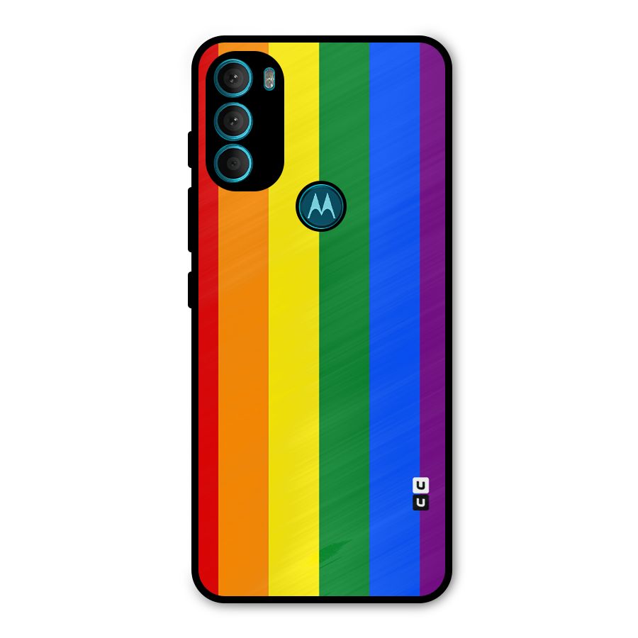 Pride Rainbow Stripes Metal Back Case for Moto G71 5G
