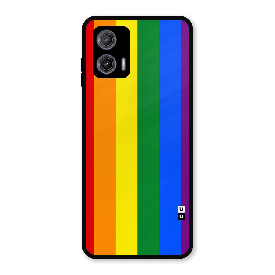 Pride Rainbow Stripes Metal Back Case for Moto G73