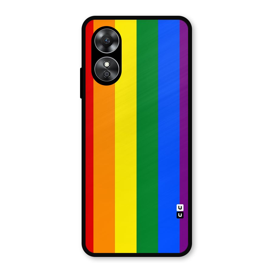 Pride Rainbow Stripes Metal Back Case for Oppo A17