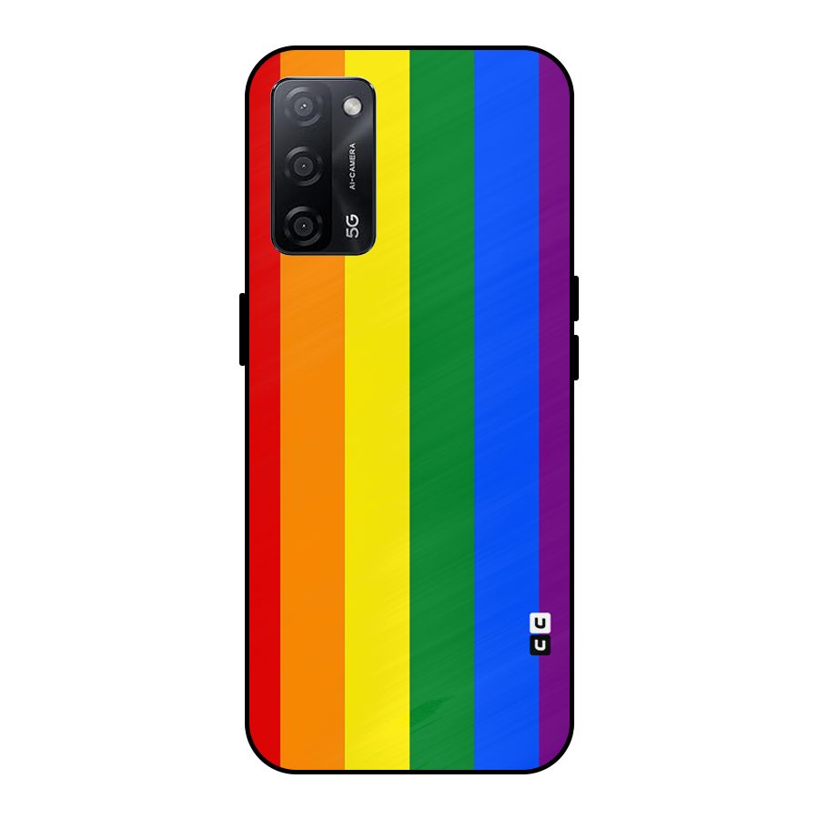 Pride Rainbow Stripes Metal Back Case for Oppo A53s 5G
