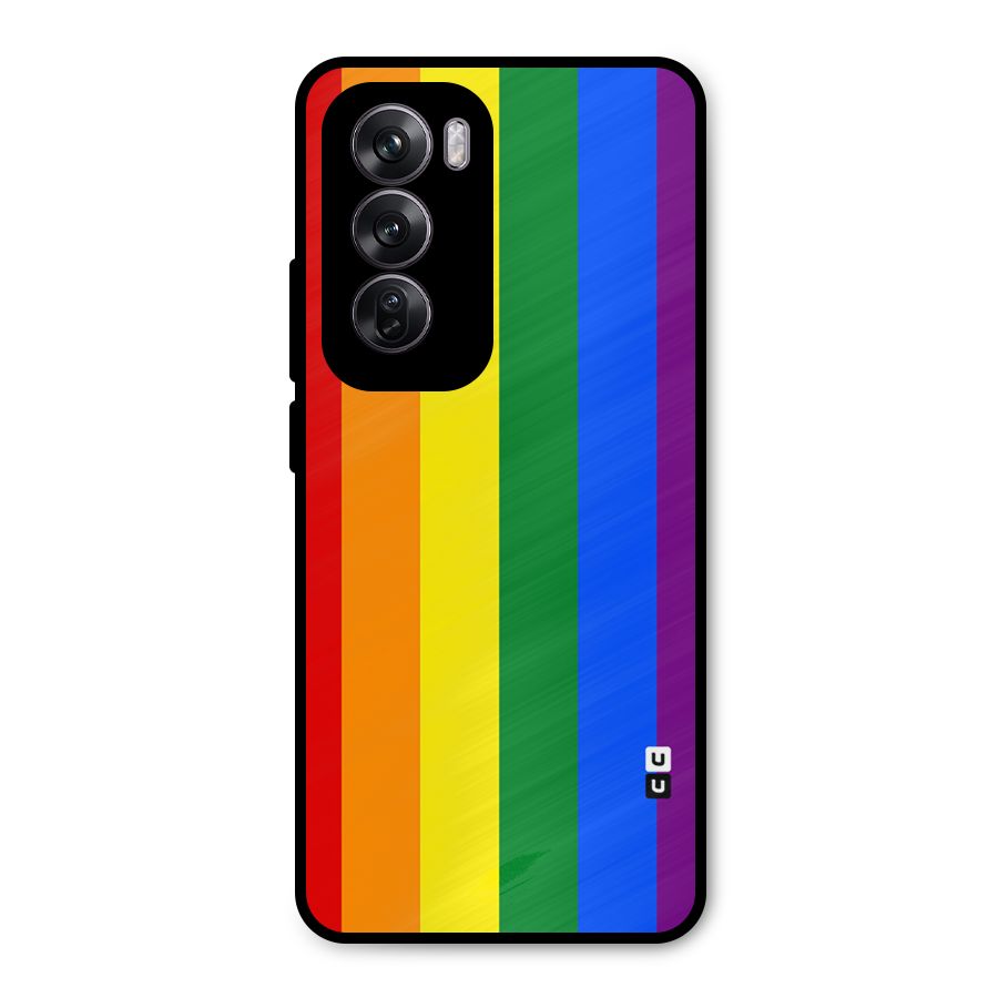Pride Rainbow Stripes Metal Back Case for Oppo Reno12 Pro