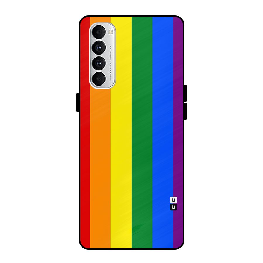 Pride Rainbow Stripes Metal Back Case for Oppo Reno4 Pro