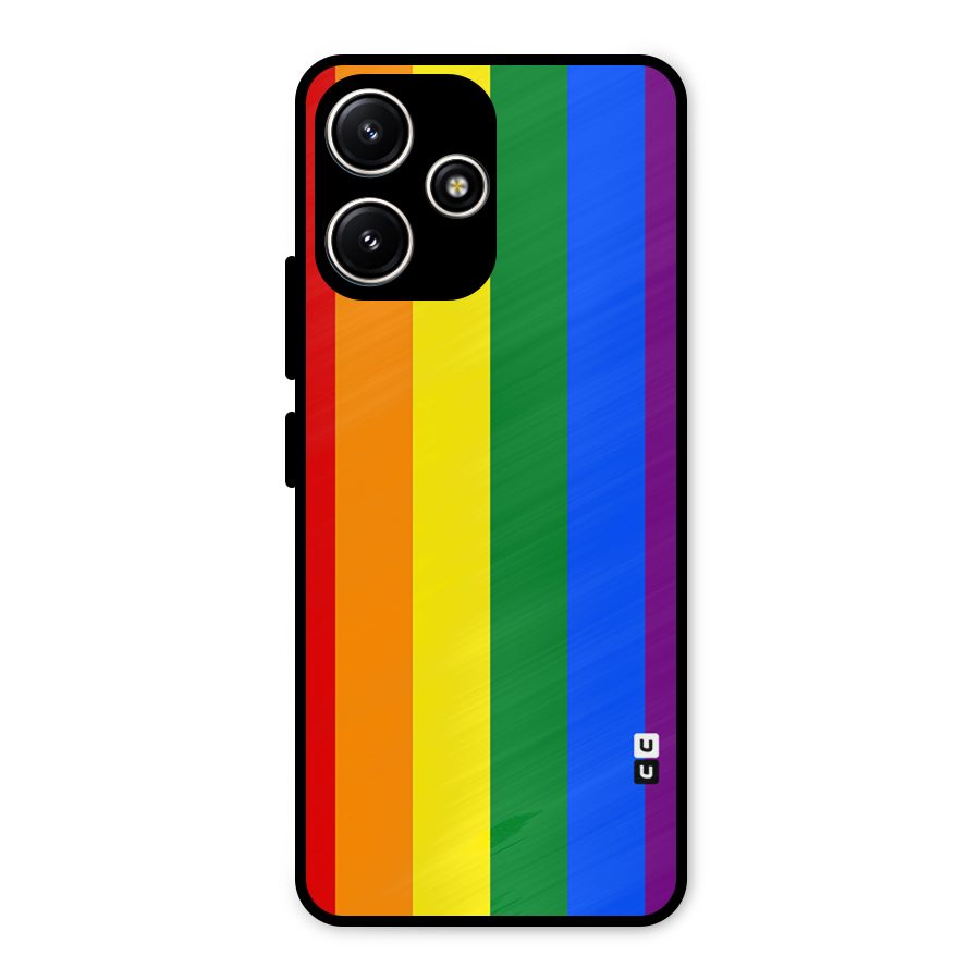 Pride Rainbow Stripes Metal Back Case for Poco M6 Pro