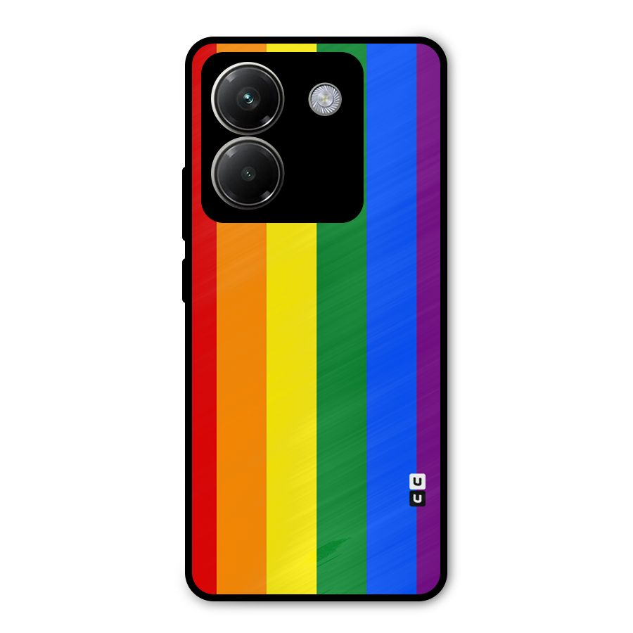 Pride Rainbow Stripes Metal Back Case for Poco M7 Pro 5G