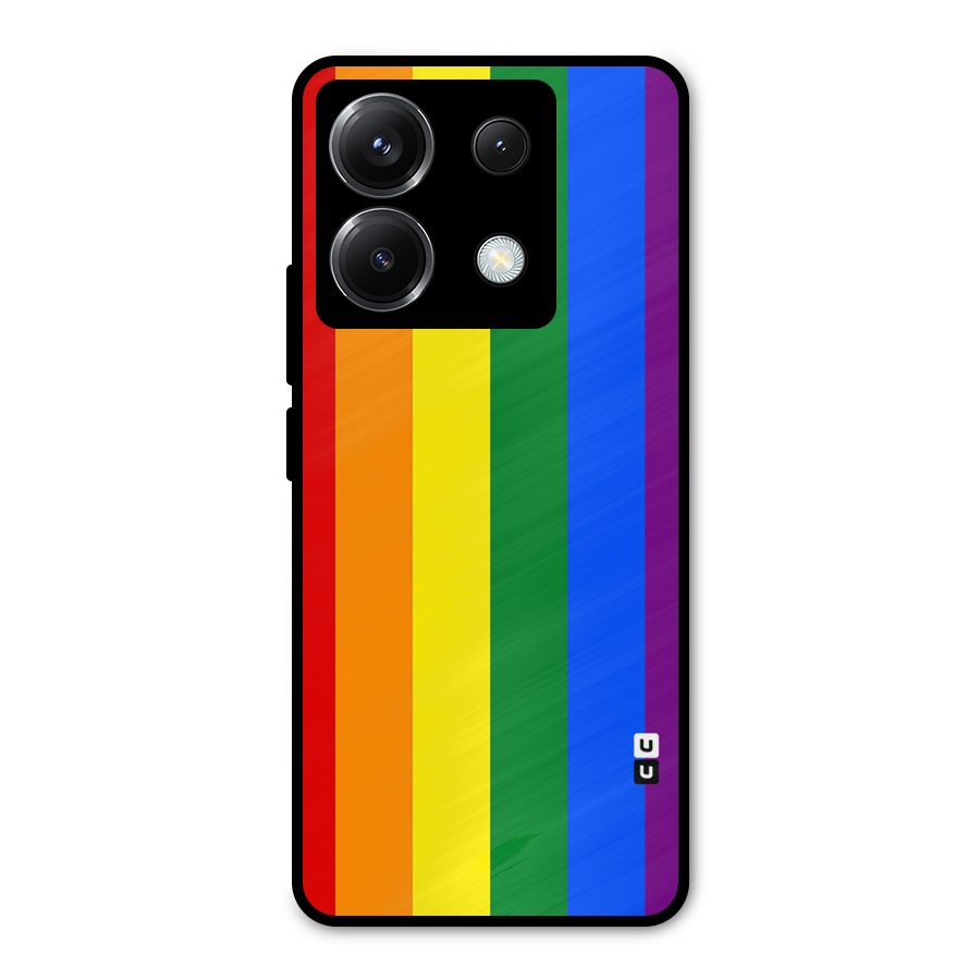 Pride Rainbow Stripes Metal Back Case for Poco X6