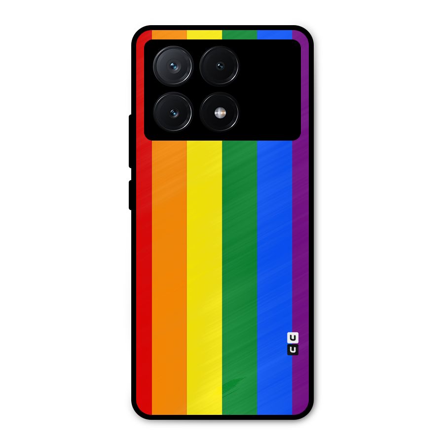 Pride Rainbow Stripes Metal Back Case for Poco X6 Pro