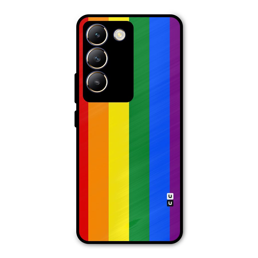 Pride Rainbow Stripes Metal Back Case for Vivo T3 5G