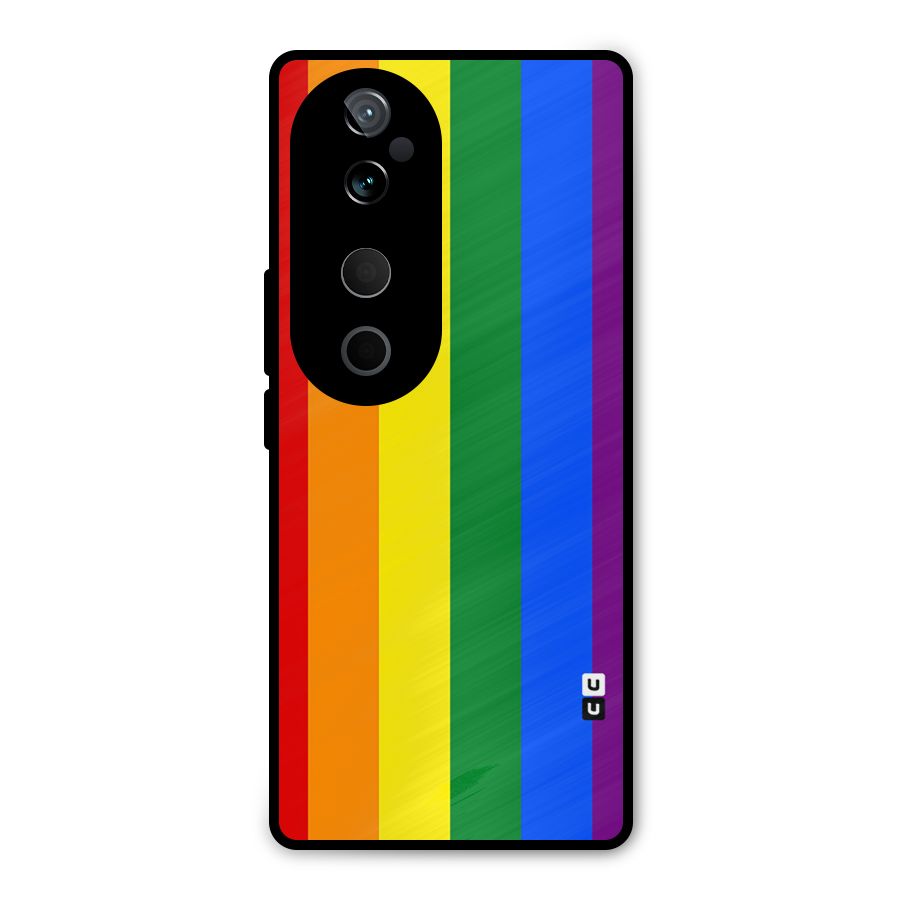 Pride Rainbow Stripes Metal Back Case for Vivo T3 Ultra