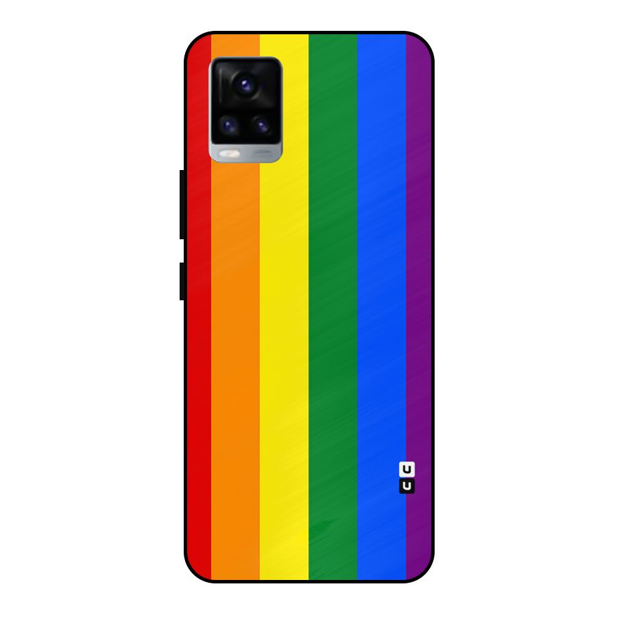 Pride Rainbow Stripes Metal Back Case for Vivo V20