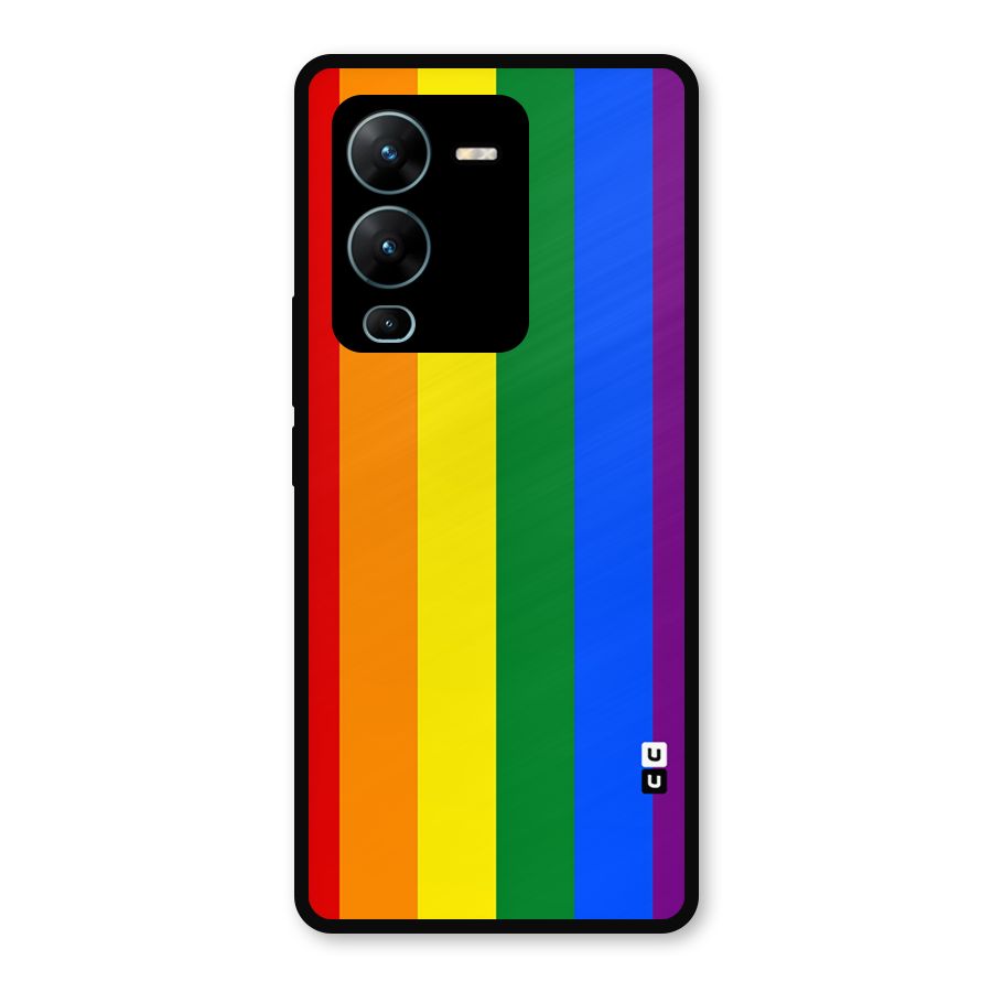 Pride Rainbow Stripes Metal Back Case for Vivo V25 Pro