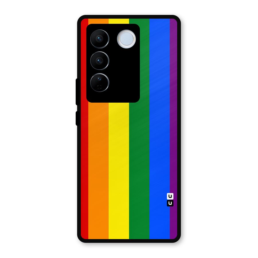 Pride Rainbow Stripes Metal Back Case for Vivo V27
