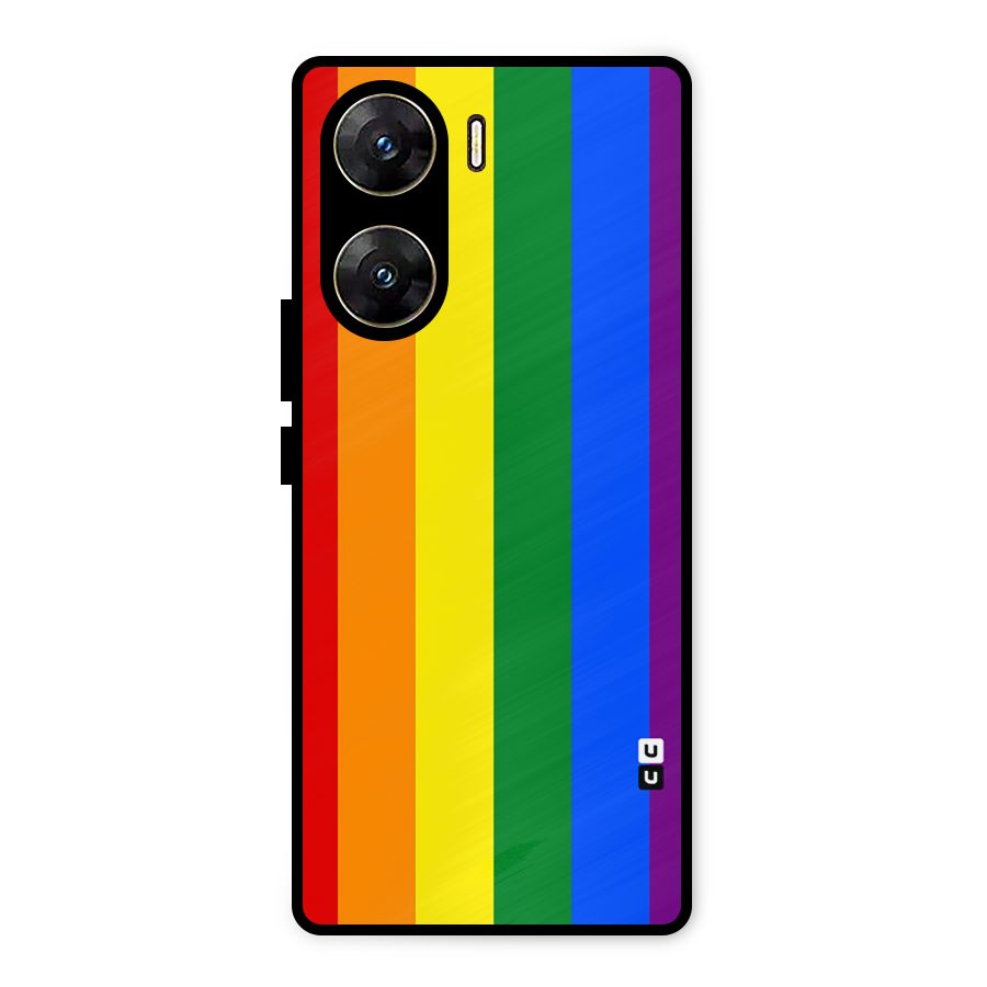 Pride Rainbow Stripes Metal Back Case for Vivo V29e