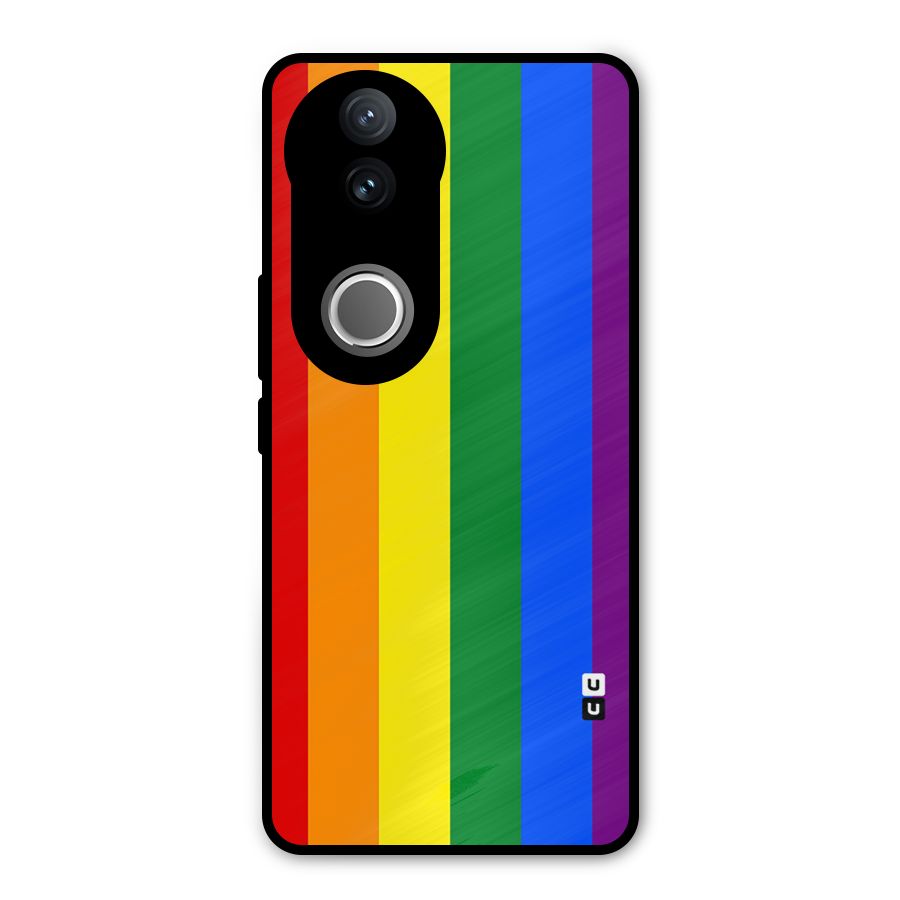 Pride Rainbow Stripes Metal Back Case for Vivo V50
