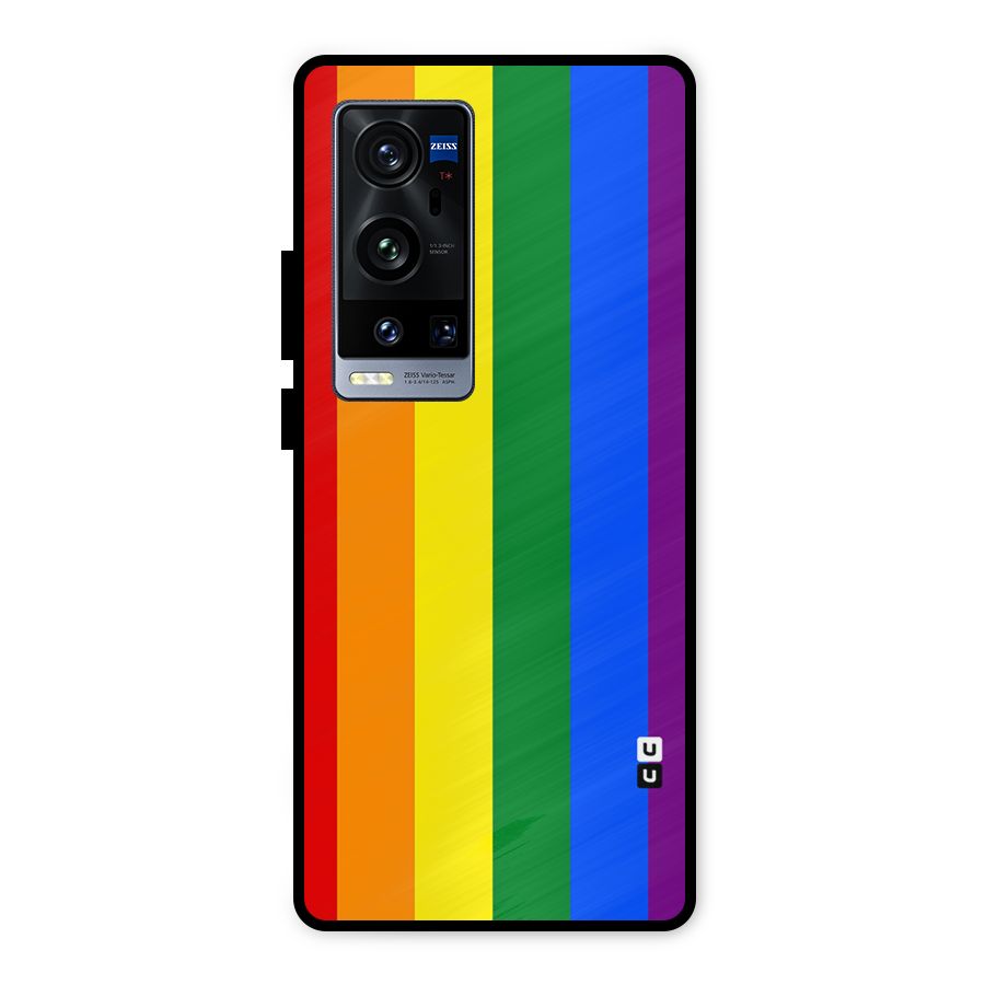 Pride Rainbow Stripes Metal Back Case for Vivo X60 Pro Plus
