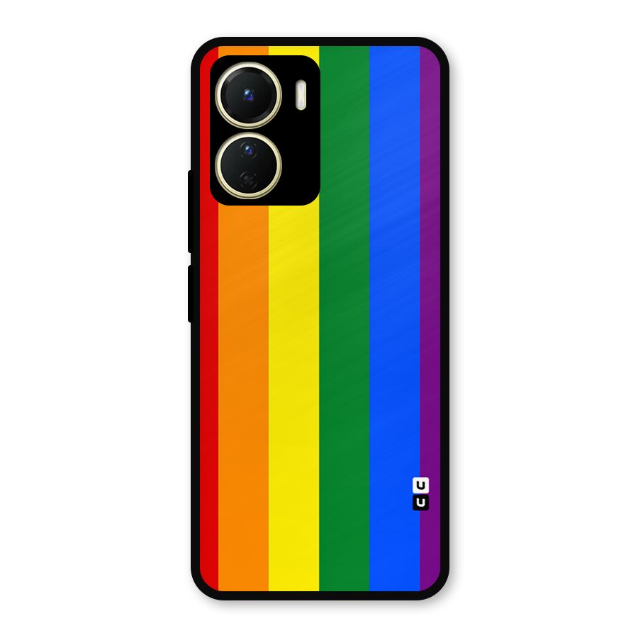 Pride Rainbow Stripes Metal Back Case for Vivo Y16