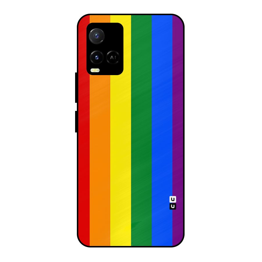 Pride Rainbow Stripes Metal Back Case for Vivo Y21T