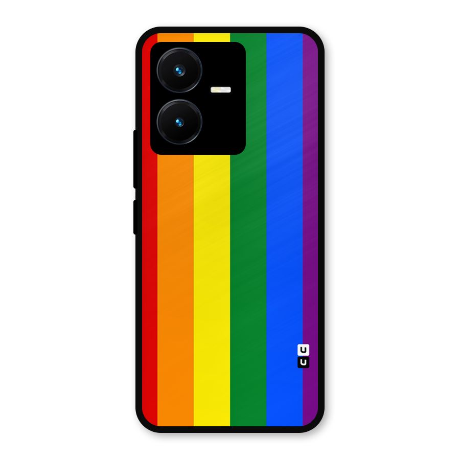 Pride Rainbow Stripes Metal Back Case for Vivo Y22