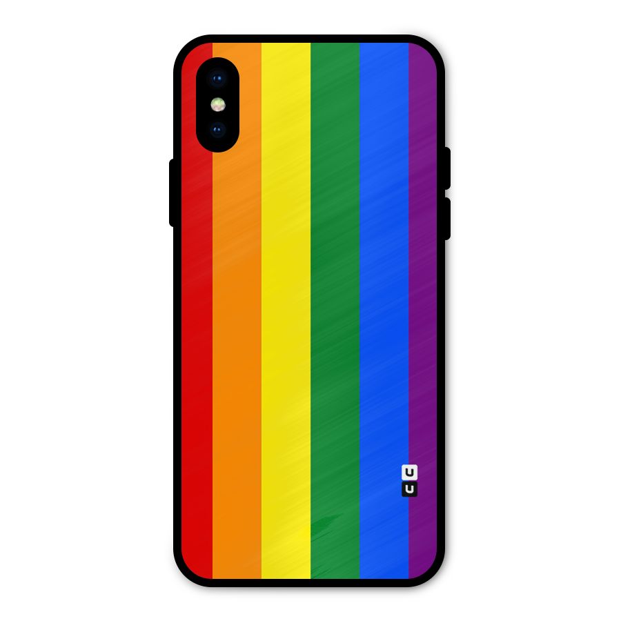 Pride Rainbow Stripes Metal Back Case for iPhone X