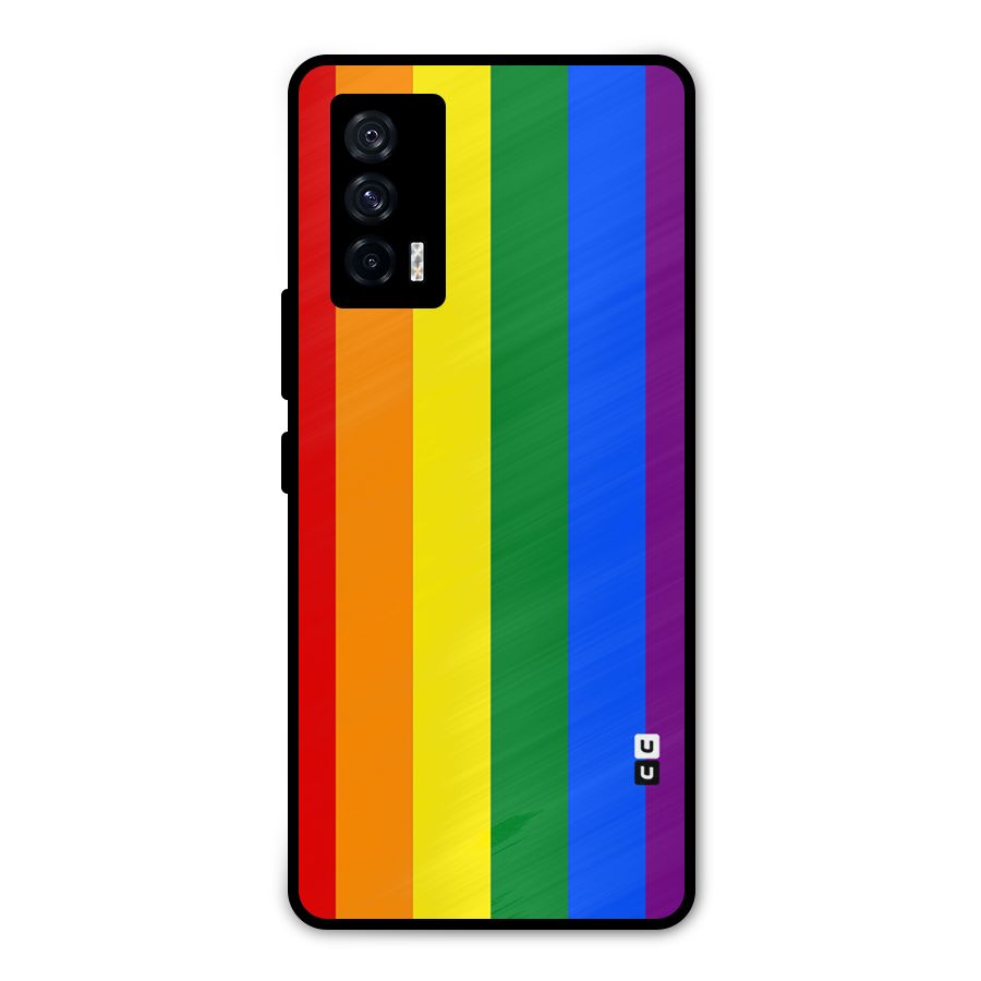 Pride Rainbow Stripes Metal Back Case for iQOO 7 5G