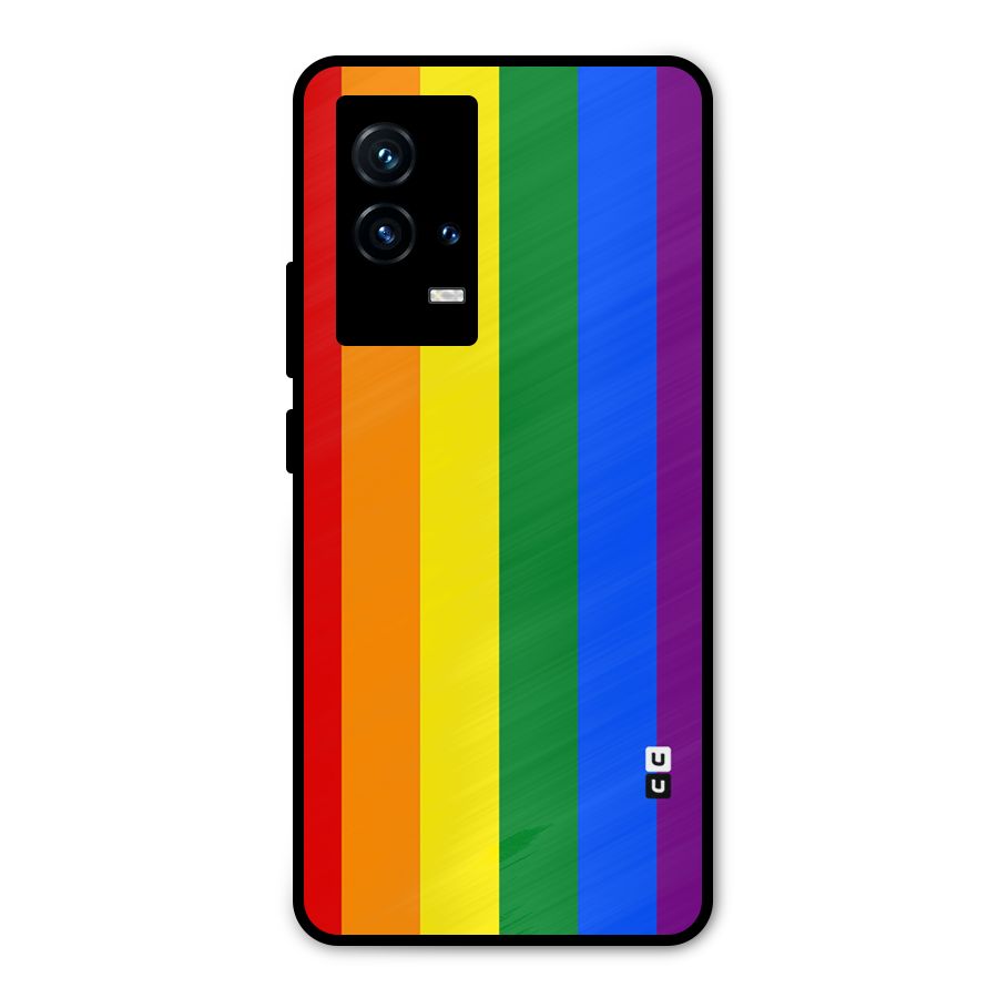 Pride Rainbow Stripes Metal Back Case for iQOO 9 5G