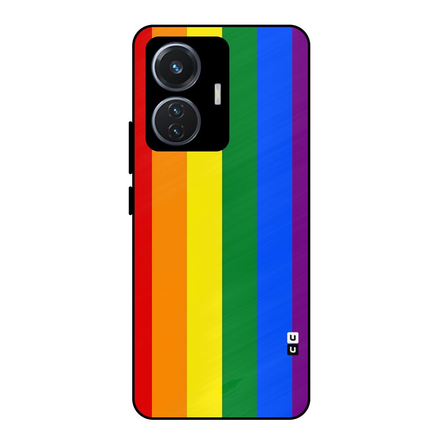 Pride Rainbow Stripes Metal Back Case for iQOO Z6 44W