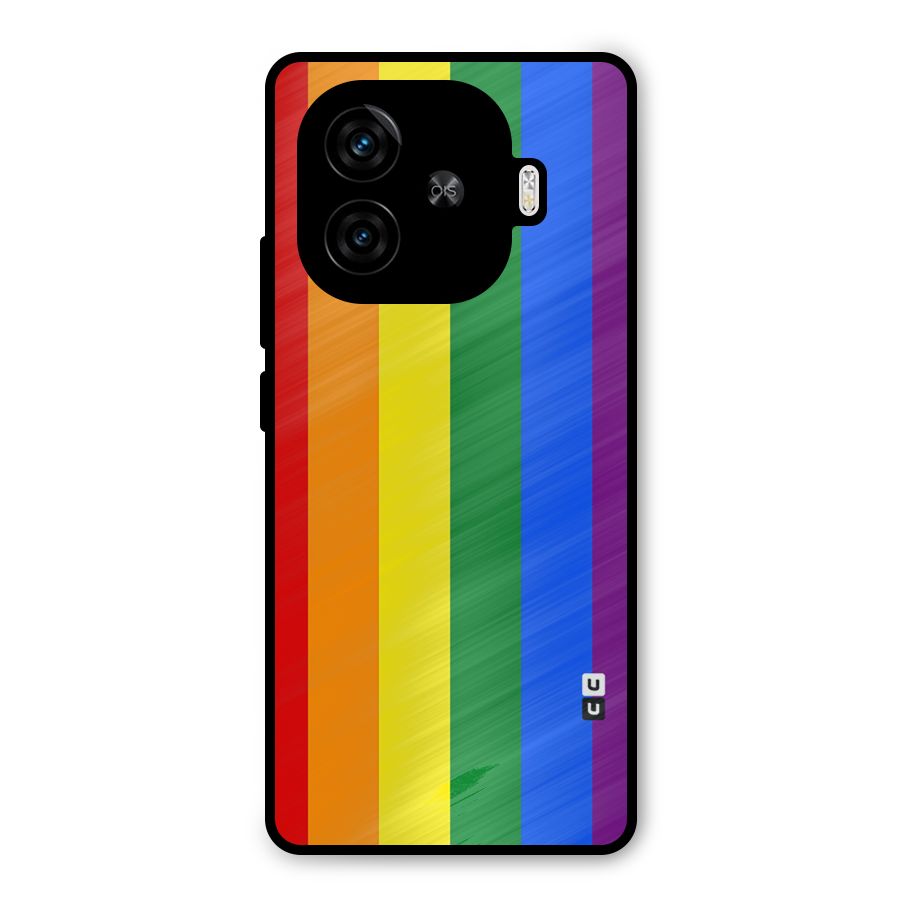 Pride Rainbow Stripes Metal Back Case for iQOO Z9 Turbo