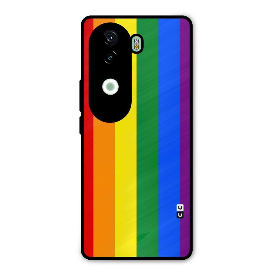 Pride Rainbow Stripes Metal Back Case for iQOO Z9s