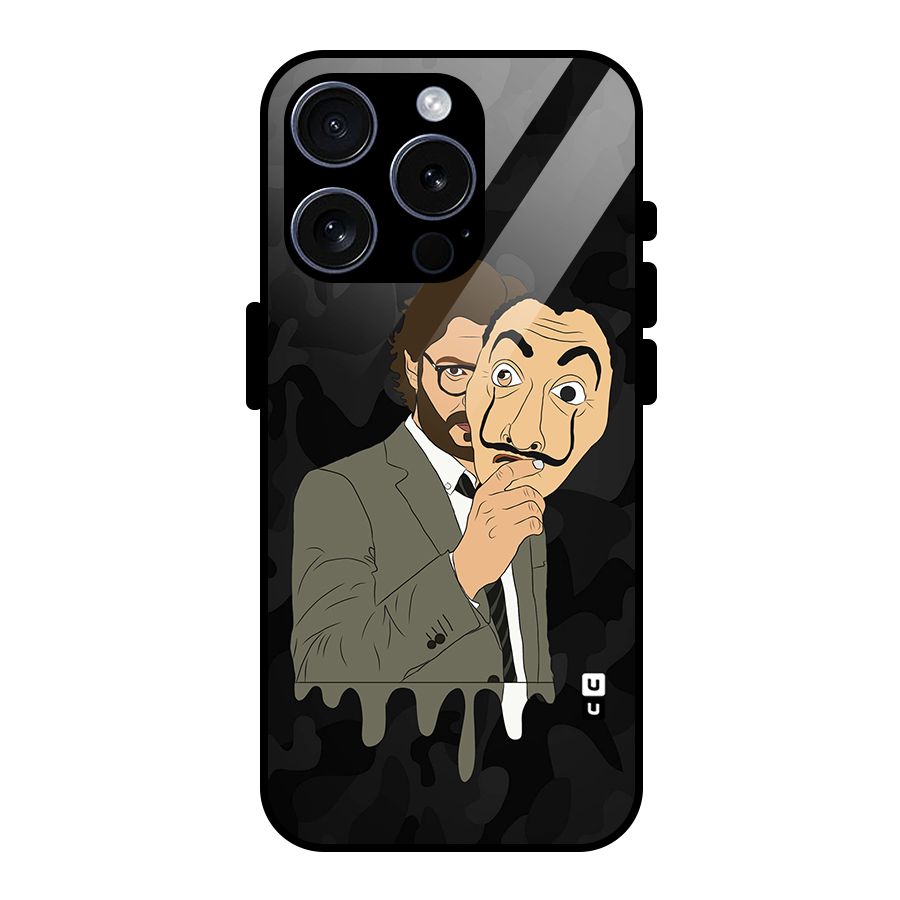 Professor Art Camouflage Glass Back Case for iPhone 15 Pro