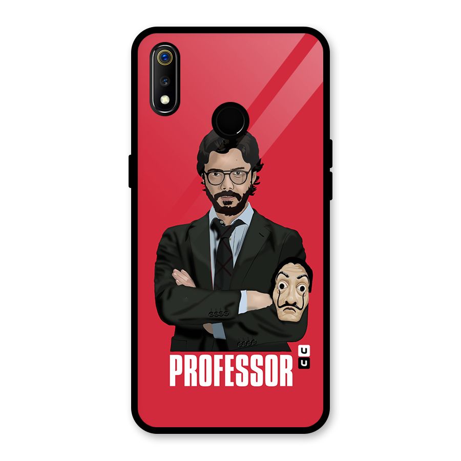 Professor Art Illustration Glass Back Case for Realme 3