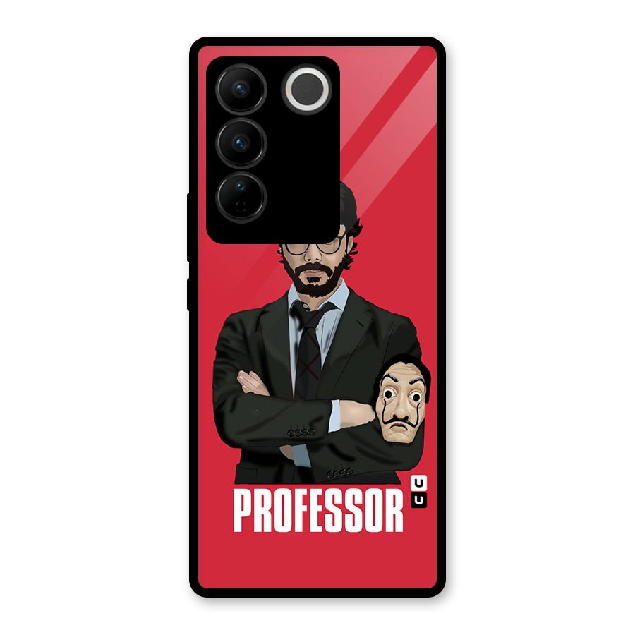 Professor Art Illustration Glass Back Case for Vivo V27