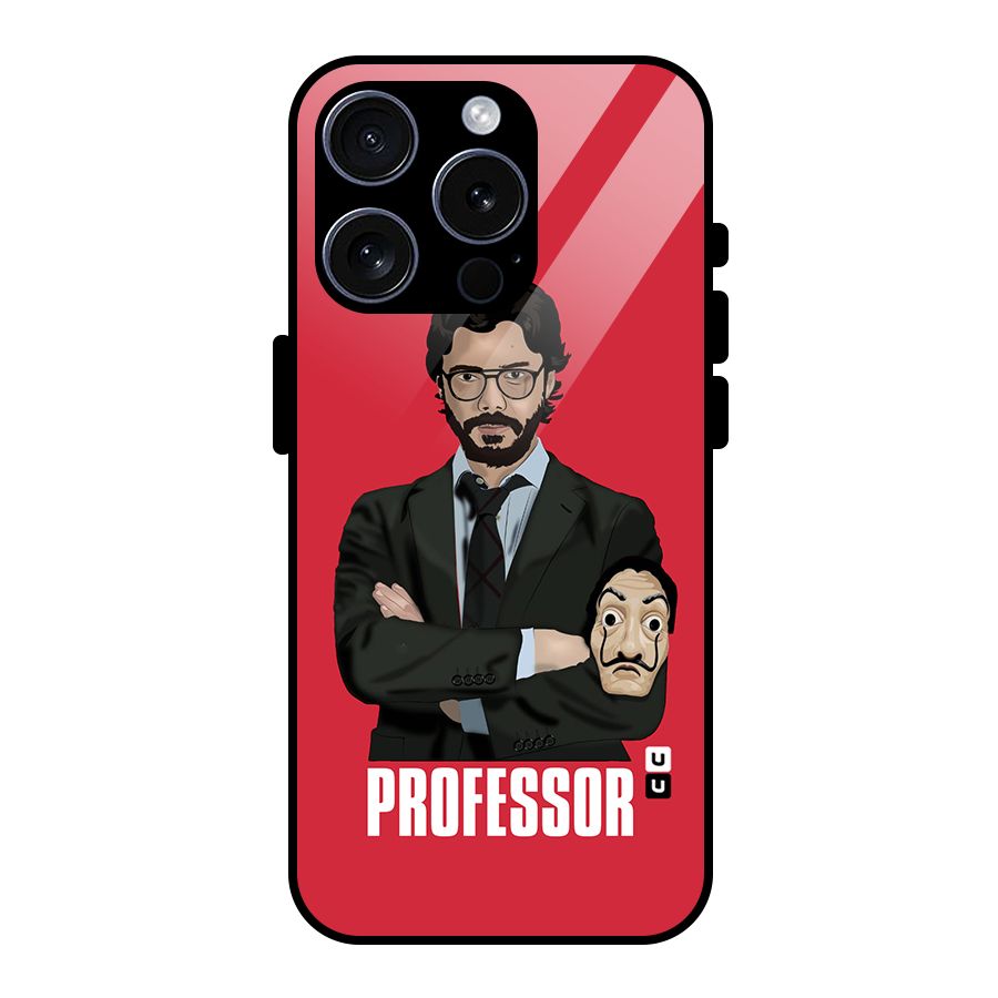 Professor Art Illustration Glass Back Case for iPhone 15 Pro