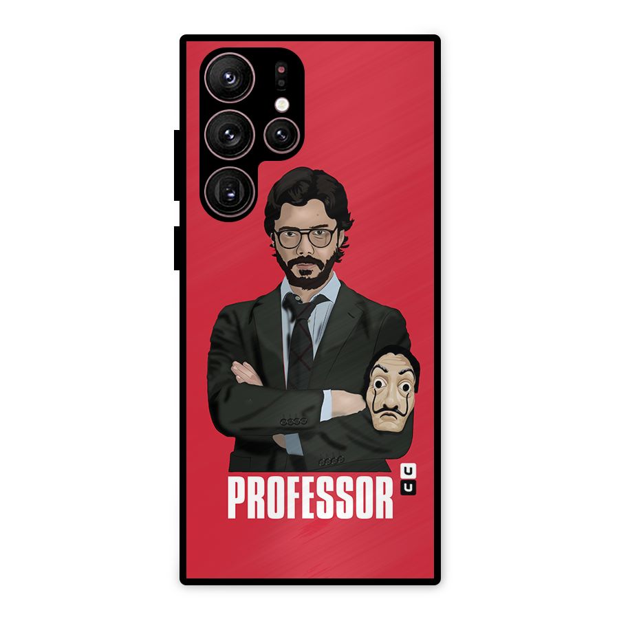 Professor Art Illustration Metal Back Case for Galaxy S22 Ultra 5G