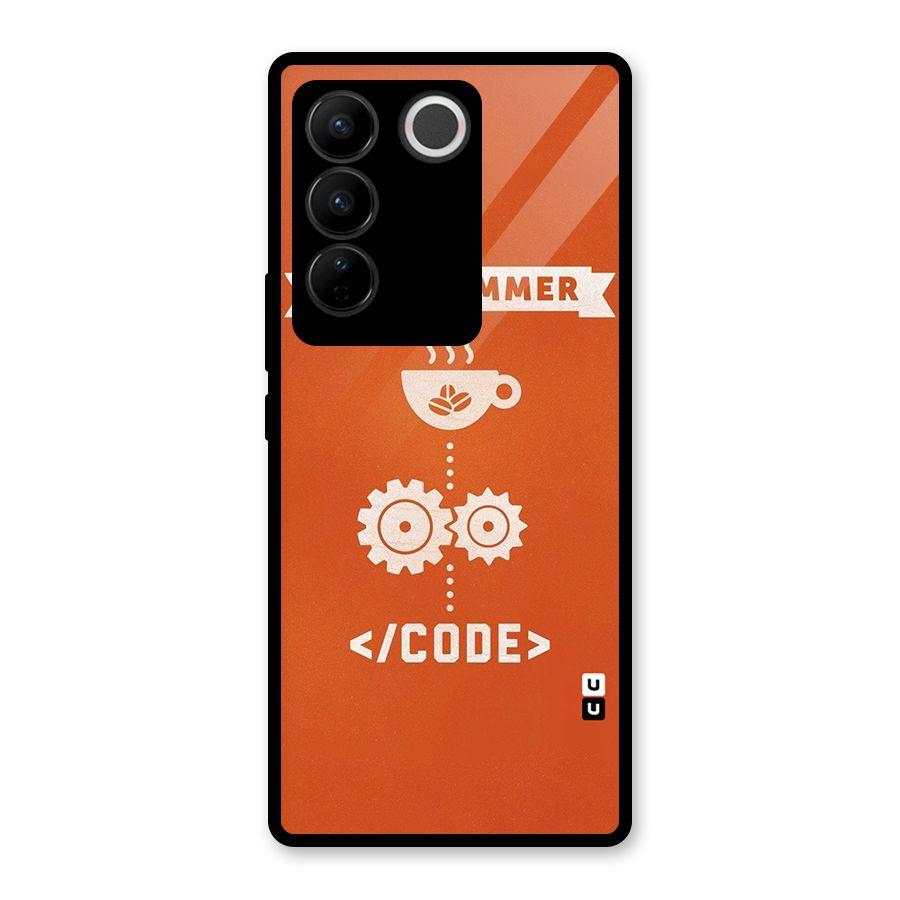 Programmer Coffee Code Glass Back Case for Vivo V27