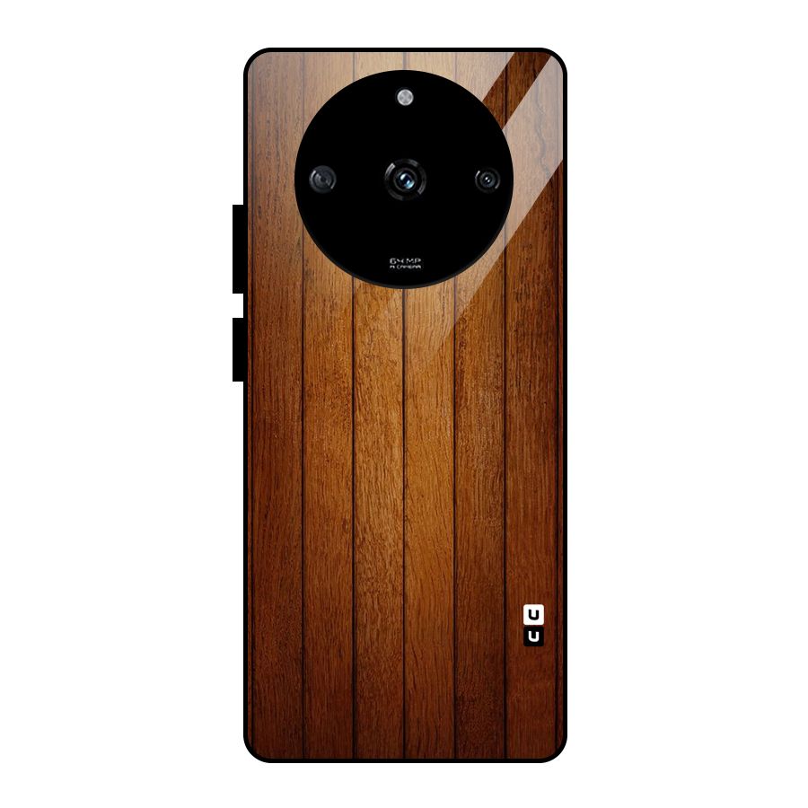 Proper Brown Wood Glass Back Case for Realme Narzo 60 5G