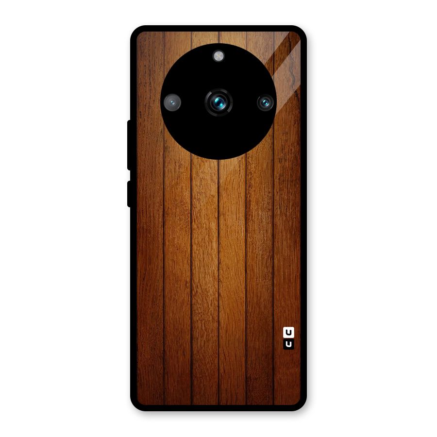 Proper Brown Wood Glass Back Case for Realme Narzo 60 Pro